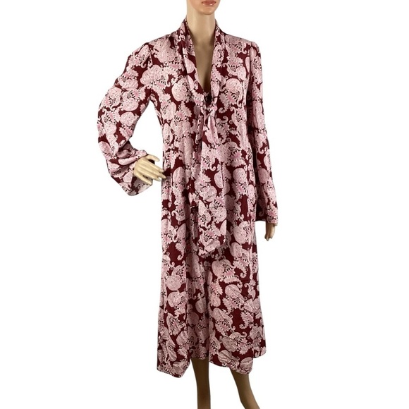 Equipment Dresses & Skirts - Equipment Femme Julianne 100% Silk Paisley Midi Dress Size S Burgundy Pink